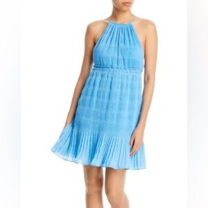 Rebecca Taylor Bright Blue Pleated‎ Voile Mini Dress Small